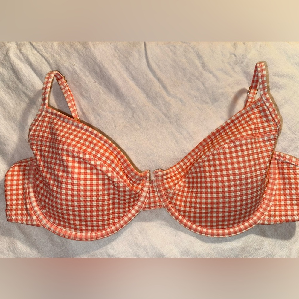 Old Navy Coral Gingham Underwire Bikini Top